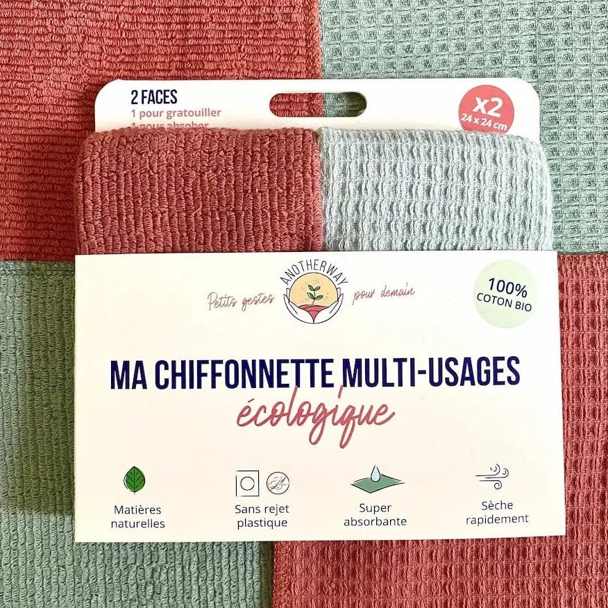 Chiffonnettes multi-usage 100% coton - lot de 2 Anotherway vrac-zero-dechet-ecolo-montaudran